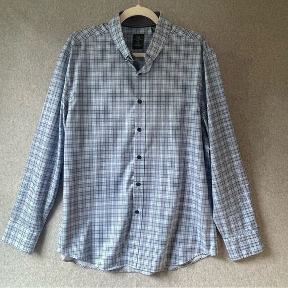 Michael Strahan Plaid Slim Fit No Iron Button Down SHirt sz. Large #AJ - Picture 1 of 9